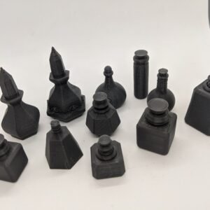 5x Potion Bottles Set Marker Pathfinder | 28mm 1:56 Model Scale Miniature Figure | DnD | Tabletop Wargames Scenery Terrain Scatter